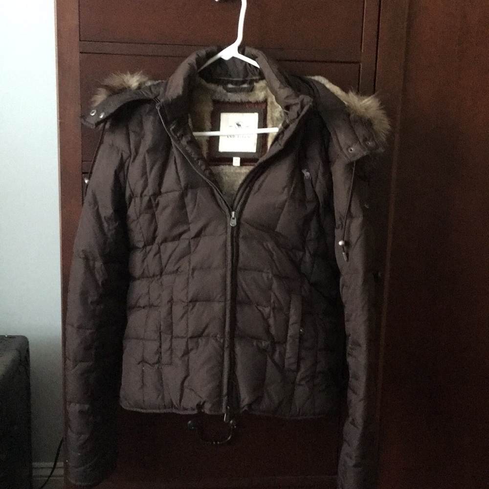 Women’s size M A&F brown with faux fur coat